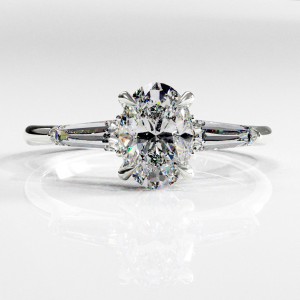 Oval Cut Moissanite Three Stone Engagement Ring