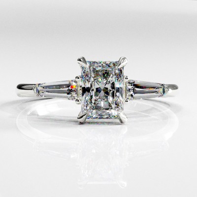 Radiant Cut Moissanite Three Stone Engagement Ring