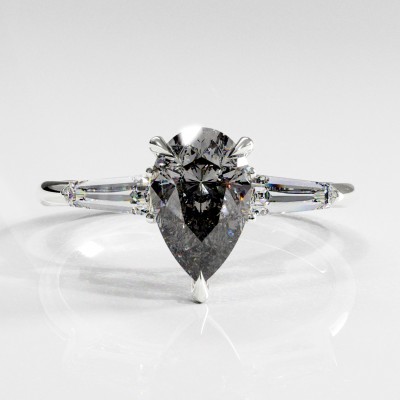 Pear Cut Moissanite Three Stone Engagement Ring