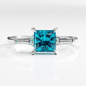 Princess Cut Natural Topaz Three Stone Engagement Ring