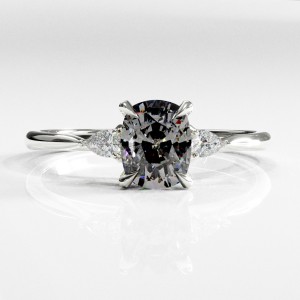 Elongated Cushion Cut Moissanite Three Stone Engagement Ring