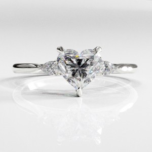 Heart Cut Moissanite Three Stone Engagement Ring