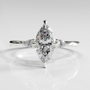 Marquise Cut Moissanite Three Stone Engagement Ring