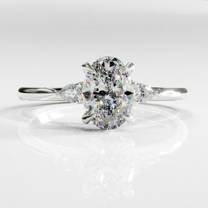 Oval Cut Moissanite Three Stone Engagement Ring