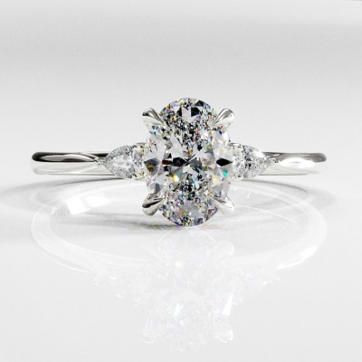 Oval Cut Moissanite Three Stone Engagement Ring