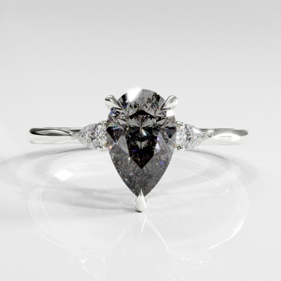 Pear Cut Moissanite Three Stone Engagement Ring