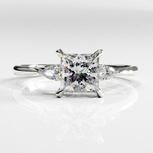 Princess Cut Moissanite Three Stone Engagement Ring