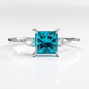 Princess Cut Natural Topaz Three Stone Engagement Ring