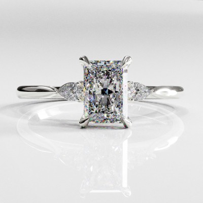 Radiant Cut Moissanite Three Stone Engagement Ring